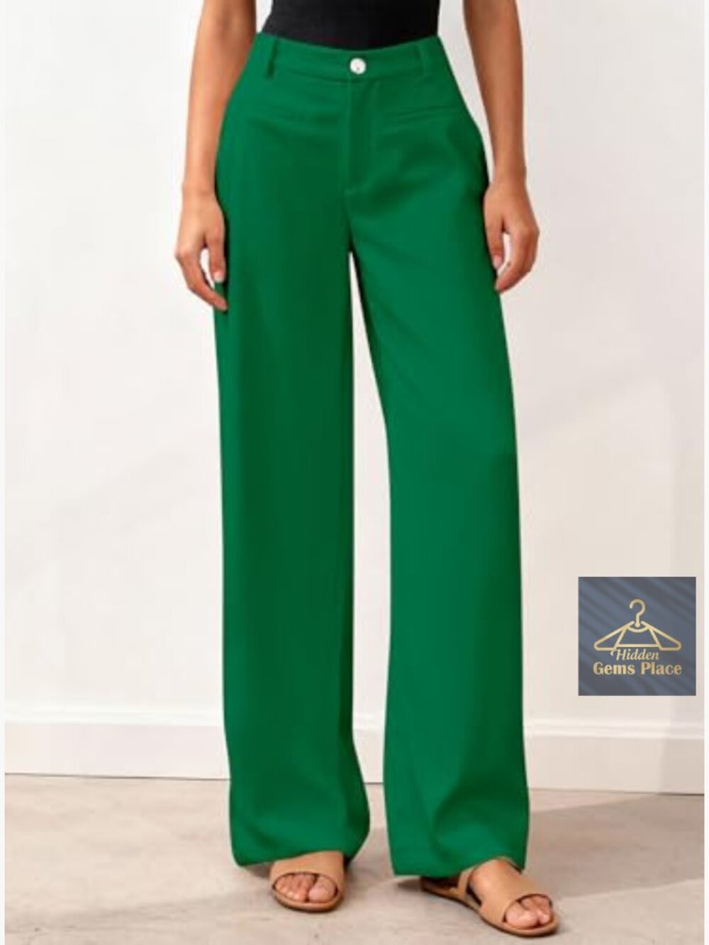 High Waisted Wide Leg Trousers Dressy Pants Pockets Business Casual Work Slacks - Picture 5 of 7